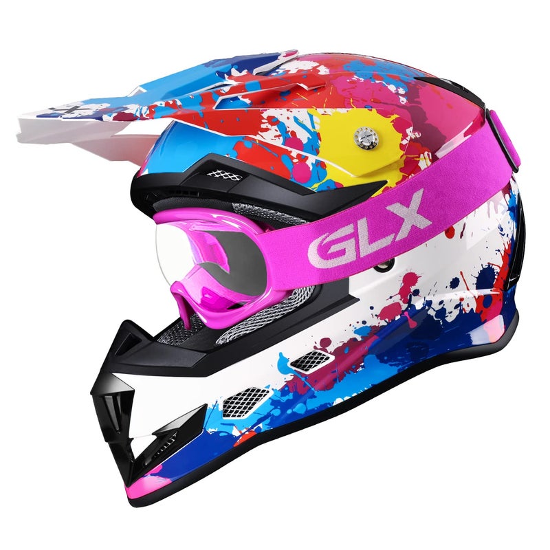 GLX GX623 Youth ATV/Dirt Bike Helmet Combo - Graffiti, X-Large - DOT - Image 2